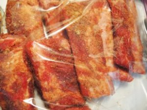 Beef Ribs Marinating in a Dry Rub by Man gasoline
