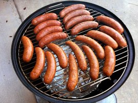 Sausages after 30 minutes in the WSM