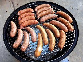Sausages go in to the WSM