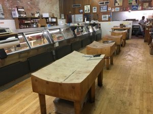 The decades-old butcher blocks at Rudolph's. The main one within the foreground is just about 90 yrs old.